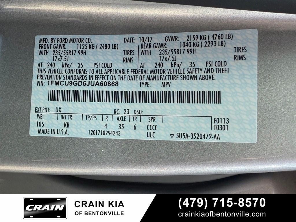 2018 Ford Escape SE - 4WD / CLEAN CARFAX / ONE OWNER