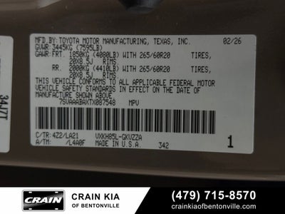 2026 Toyota Sequoia Platinum - 4WD / PANORAMIC SUNROOF / ONE OWNER