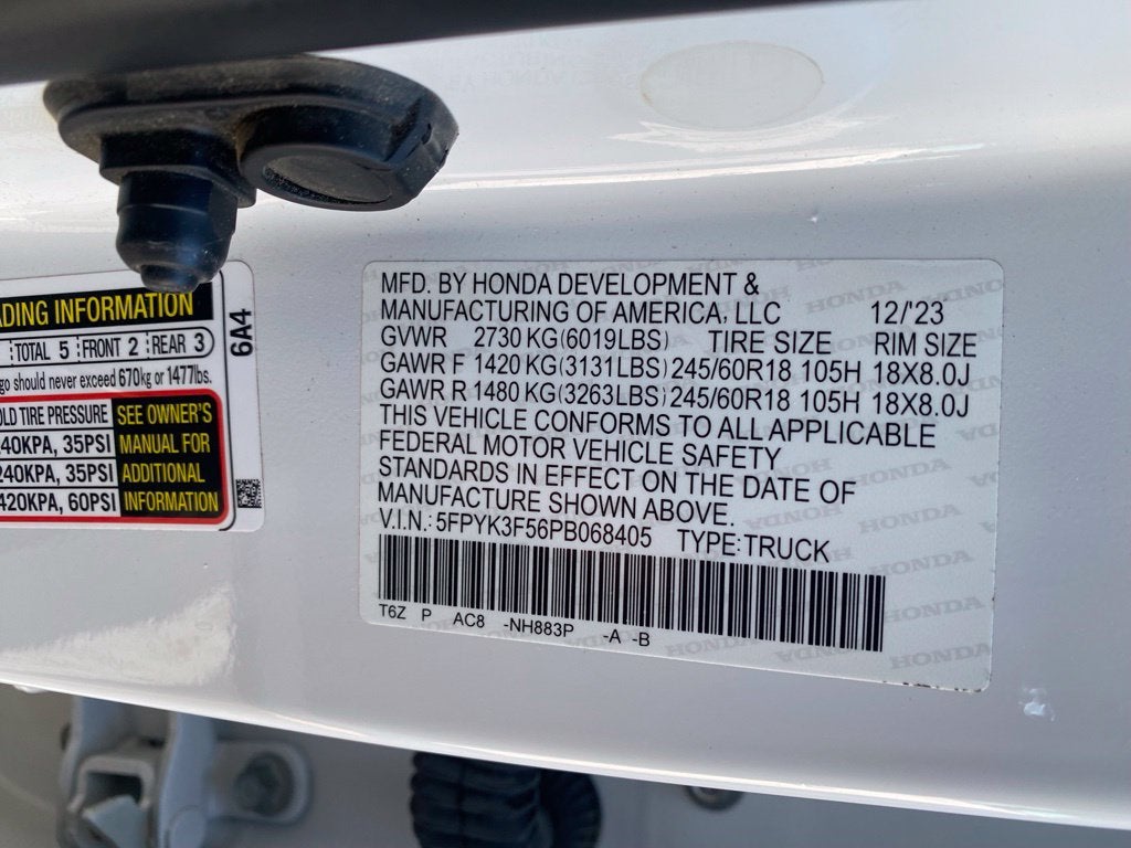 2023 Honda Ridgeline RTL AWD / POWER DRIVERS SEATS / MOONROOF