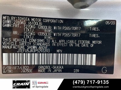 2023 Toyota 4Runner SR5 Premium PREMIUM & MOONROOF PACKAGE
